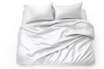 Cozy Comfort: White Bed with Soft Pillow and Clean Linen Sheets