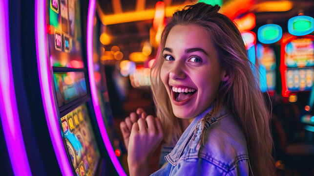 Girl life style, playing casino slots