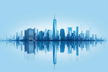 Fototapeta na wymiar Blue cityscape background. Flat style vector illustration. 