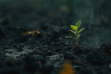 Seedling growth New life emerging from soil Sustainability concept