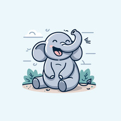 cute elephant sitting cartoon vector