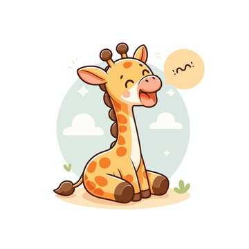 cute giraffe sitting vector
