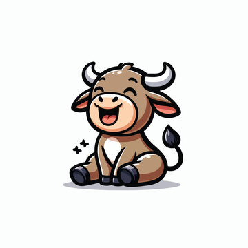 cute cow sitting vector illustration