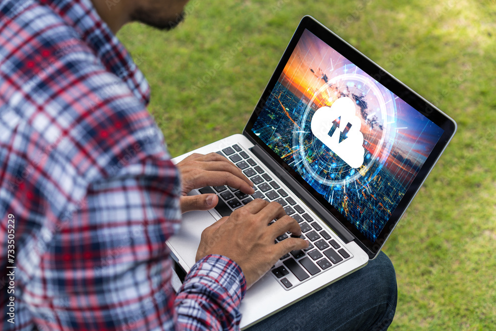 Poster cloud computing software for modish remote work and personal data storage