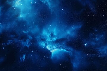 Vibrant Blue Nebula Background with Stars and Cosmic Dust in Deep Outer Space