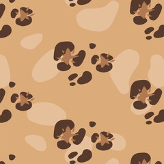 animalistic texture print, abstract leopard skin seamless pattern on beige background.