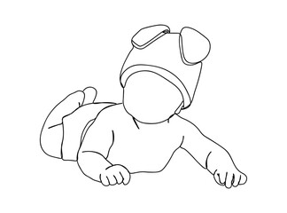 Baby Single Line Drawing Ai, EPS, SVG, PNG, JPG zip file