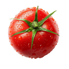 Top view of tomato isolated on transparent background, cut out, png