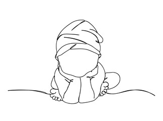 Baby Single Line Drawing Ai, EPS, SVG, PNG, JPG zip file