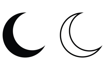 Crescent moon silhouette set. Lunar design elements. Earth's only natural satellite. Half moon outline and filled vector icon sign symbol. © Meduza