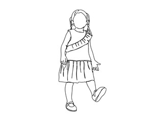 Little Girl Single Line Drawing Ai, EPS, SVG, PNG, JPG zip file