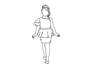 Little Girl Single Line Drawing Ai, EPS, SVG, PNG, JPG zip file