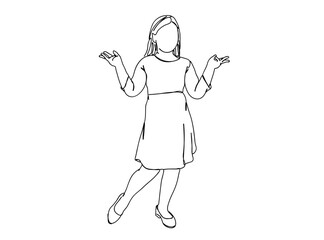 Little Girl Single Line Drawing Ai, EPS, SVG, PNG, JPG zip file