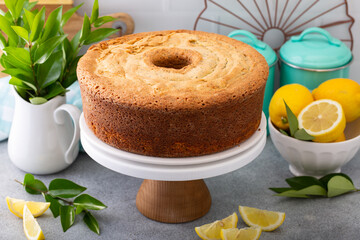 Lemon poppy seed pound cake, whole bundt cake
