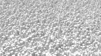 Abstract digital city in white - high top down view