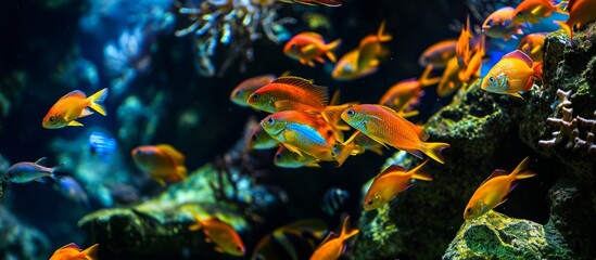 Obraz na płótnie Canvas Stunning Photographic Display of Vibrant Fish in an Exquisite Aquarium showcasing Phot, fish, aquarium Brilliance