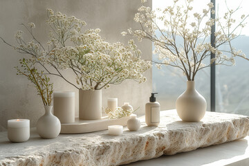 A minimalist arrangement with a focus on raw materials, showcasing the beauty of simplicity in...