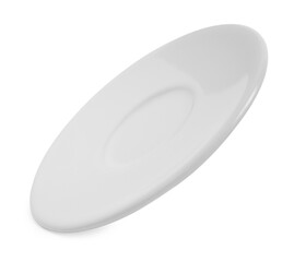 One clean ceramic saucer isolated on white