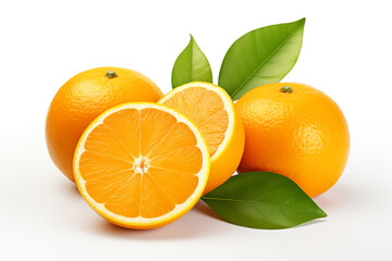 Orange fruit cut in half isolated on white background, with clipping path