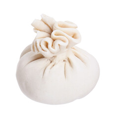 Uncooked khinkali (dumpling) isolated on white. Georgian cuisine