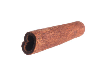 One aromatic cinnamon stick isolated on white