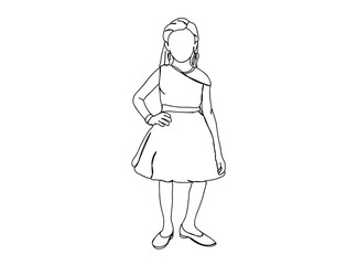 Little Girl Single Line Drawing Ai, EPS, SVG, PNG, JPG zip file