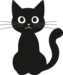 Black and white cat. Black cat silhouette vector.