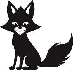 Fox silhouette vector. Black and white fox clipart vector.