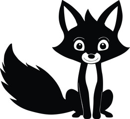 Fox silhouette vector. Black and white fox clipart vector.