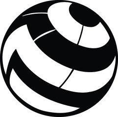 Volleyball silhouette vector. Black and white volleyball vector.