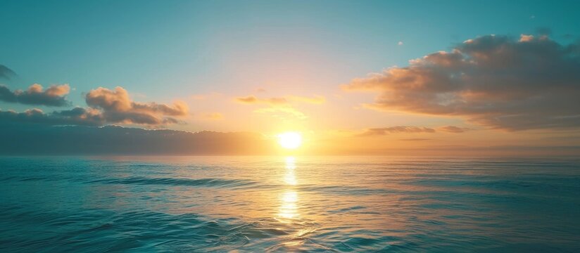Photo of a serene sunrise by the sea.