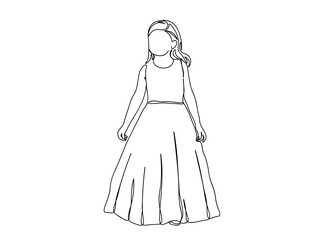 Little Girl Single Line Drawing Ai, EPS, SVG, PNG, JPG zip file