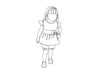 Little Girl Single Line Drawing Ai, EPS, SVG, PNG, JPG zip file