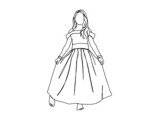 Little Girl Single Line Drawing Ai, EPS, SVG, PNG, JPG zip file