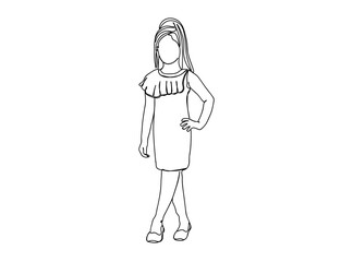 Little Girl Single Line Drawing Ai, EPS, SVG, PNG, JPG zip file