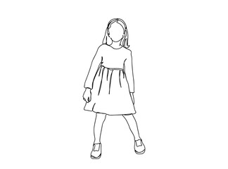 Little Girl Single Line Drawing Ai, EPS, SVG, PNG, JPG zip file