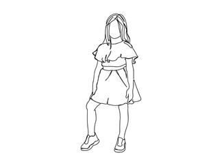 Little Girl Single Line Drawing Ai, EPS, SVG, PNG, JPG zip file