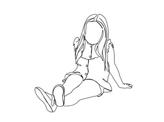 Little Girl Single Line Drawing Ai, EPS, SVG, PNG, JPG zip file