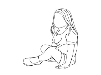 Little Girl Single Line Drawing Ai, EPS, SVG, PNG, JPG zip file