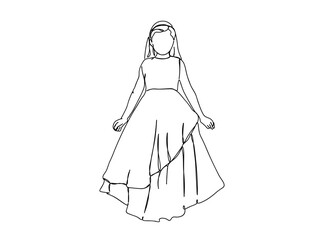 Little Girl Single Line Drawing Ai, EPS, SVG, PNG, JPG zip file