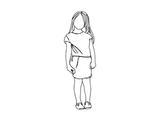 Little Girl Single Line Drawing Ai, EPS, SVG, PNG, JPG zip file