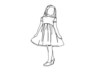 Little Girl Single Line Drawing Ai, EPS, SVG, PNG, JPG zip file