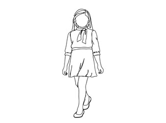 Little Girl Single Line Drawing Ai, EPS, SVG, PNG, JPG zip file