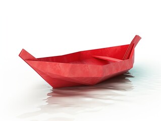 origami paper boat isolated white background,