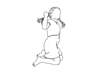 Little Girl Single Line Drawing Ai, EPS, SVG, PNG, JPG zip file