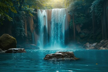 minimalist background design of thailand waterfalls,copy space.