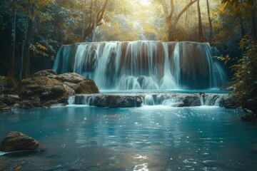 minimalist background design of thailand waterfalls,copy space.