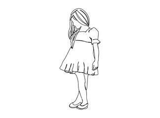 Little Girl Single Line Drawing Ai, EPS, SVG, PNG, JPG zip file