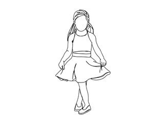Little Girl Single Line Drawing Ai, EPS, SVG, PNG, JPG zip file