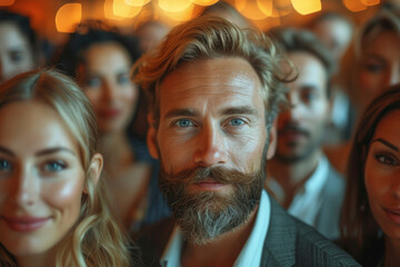 A diverse group of entrepreneurs engaged in a networking event exemplifies the power of building professional connections, highlighting networking as a key element in business. Generative Ai.